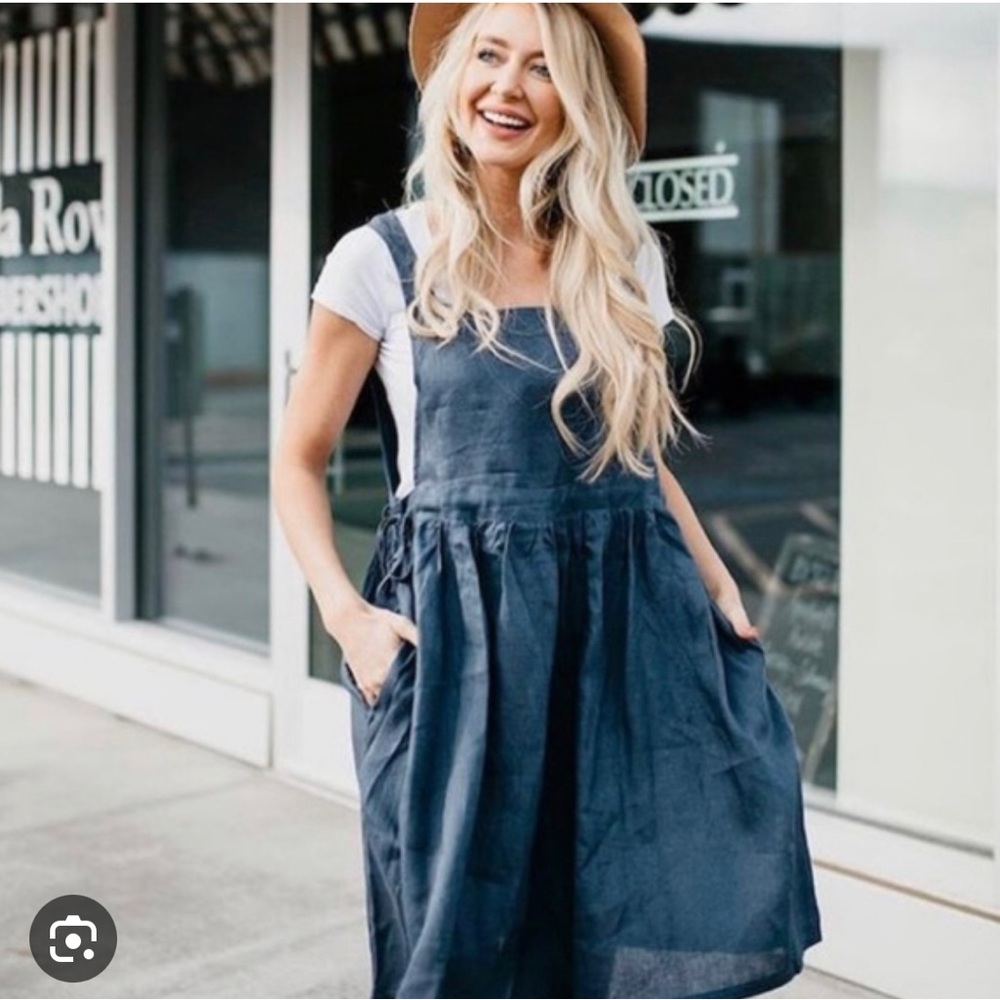 Listicle Linen Pinafore Dress